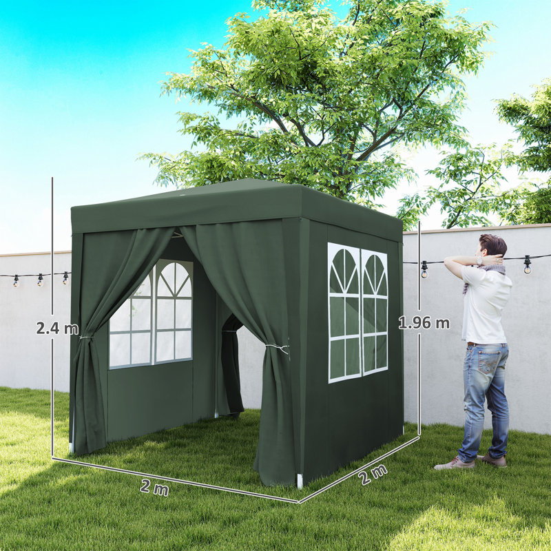 2m x 2m Steel Pop-Up Gazebo, Green