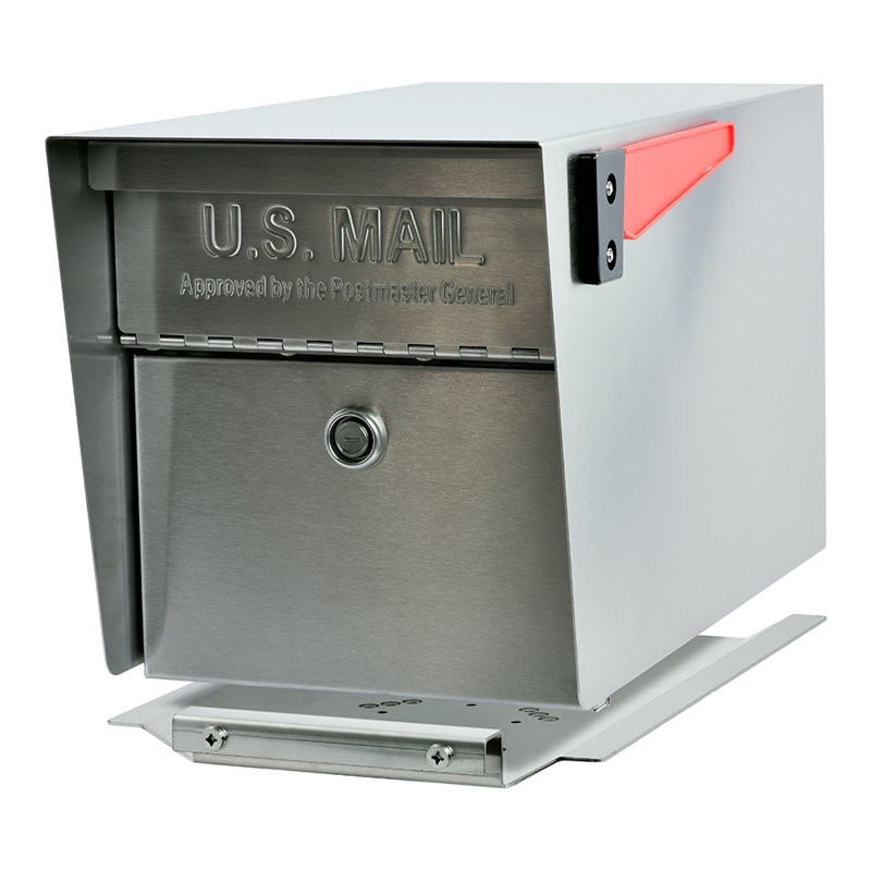 Steel Post Mounted Mailbox with Magnetic Closure, Stainless Steel