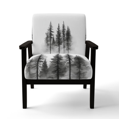 Forest Accent Chair - Monochrome Forest - Grey and white Foggy Pines I Arm Chair