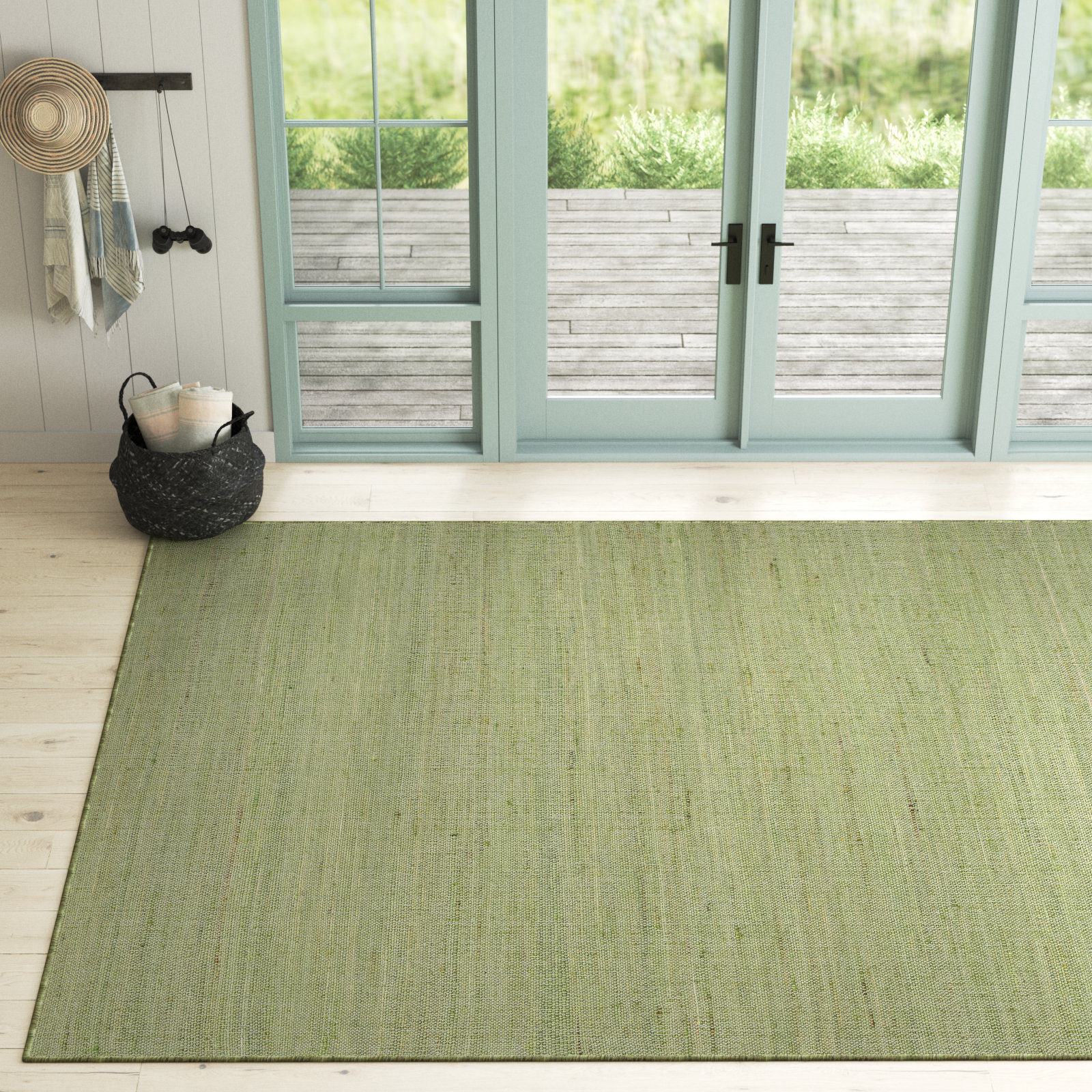 Genelda Handmade Jute / Sisal Green Rug, Rectangle 10' x 14'