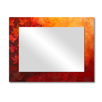Autumn Maple Leaves - Leaves  Large Accent Wall Mirror - Printed On Metal
