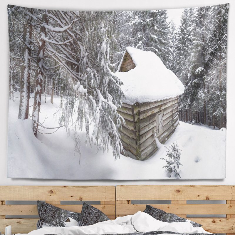 Tapisserie de forêt en polyester maison avec accessoires suspendus et inclus, H 78 po x l 92 po