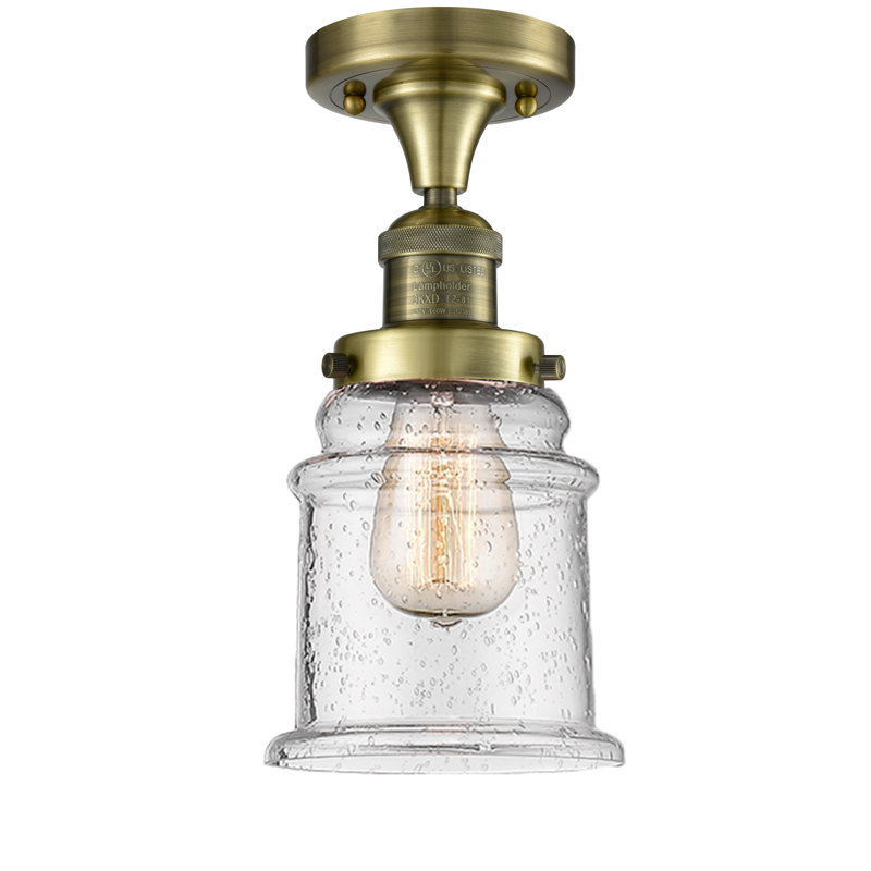 Galaviz Glass Semi Flush Mount, Antique Brass, Seedy