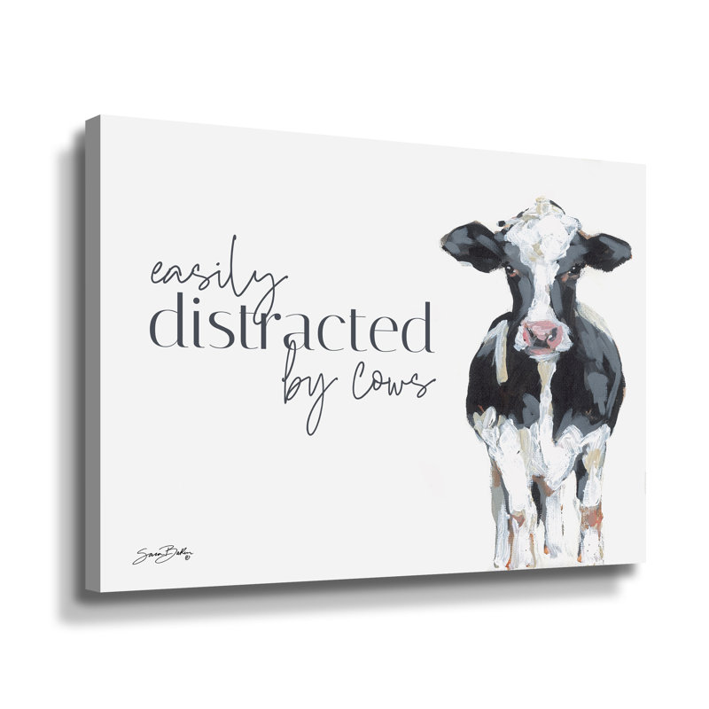 " Easily Distracted By Cows ", Wrapped Canvas, 24" H x 32" W x 2" D