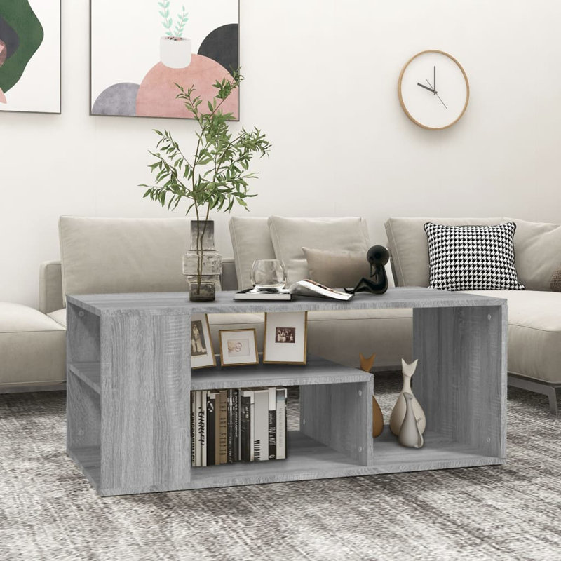 Godhigh Floor Shelf Coffee Table with Storage, Grey Sonoma