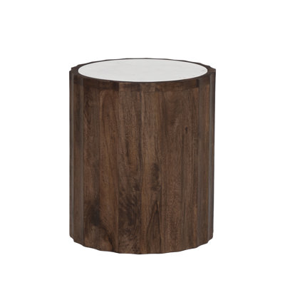 Coriolan Solid Wood and Marble Top End Table
