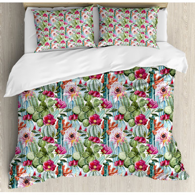 Cactus Traditional Floral Duvet Cover