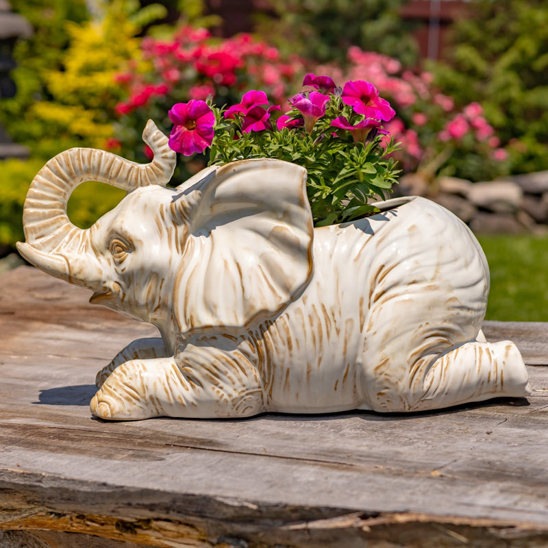 20 po Pot à fleurs en céramique peint à la main - Éléphant