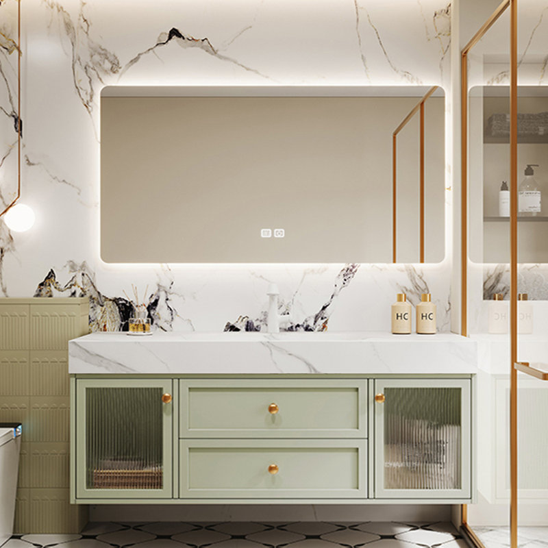 Nordic style fashion simple bathroom cabinet, Light Green, 21.7" H x 59" W x 21.7" D