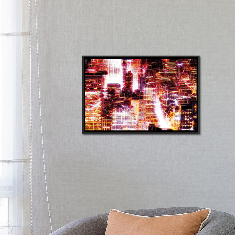 «Red Lights II», impression sur toile, H 18 po x l 26 po x P 1,5 po, Toile avec cadre noir, Pas de tapis
