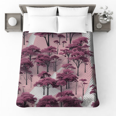Couvre-lit matelassé Pink Forest Landscape