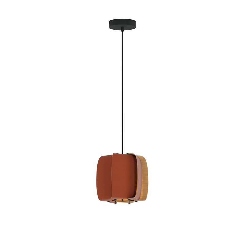 Luminaire suspendu 10,25 po Alba, Terre cuite / frêne