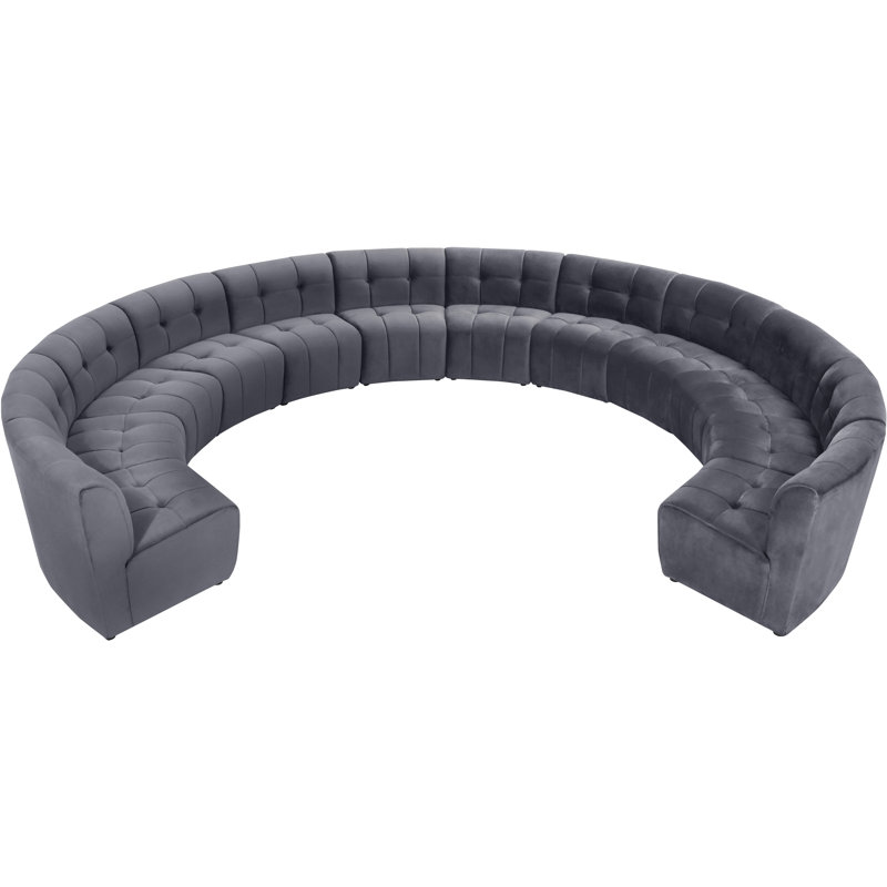 Jedson Velvet Sectional Symmetrical, Grey Velvet