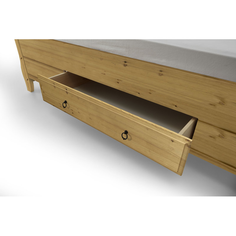 Eva Solid Wood Ottoman Storage Bed, European Single (90 x 200 cm), Leach-coloured