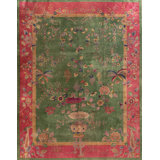 Green Background Room Size Antique Classic Chinese Deco Rug