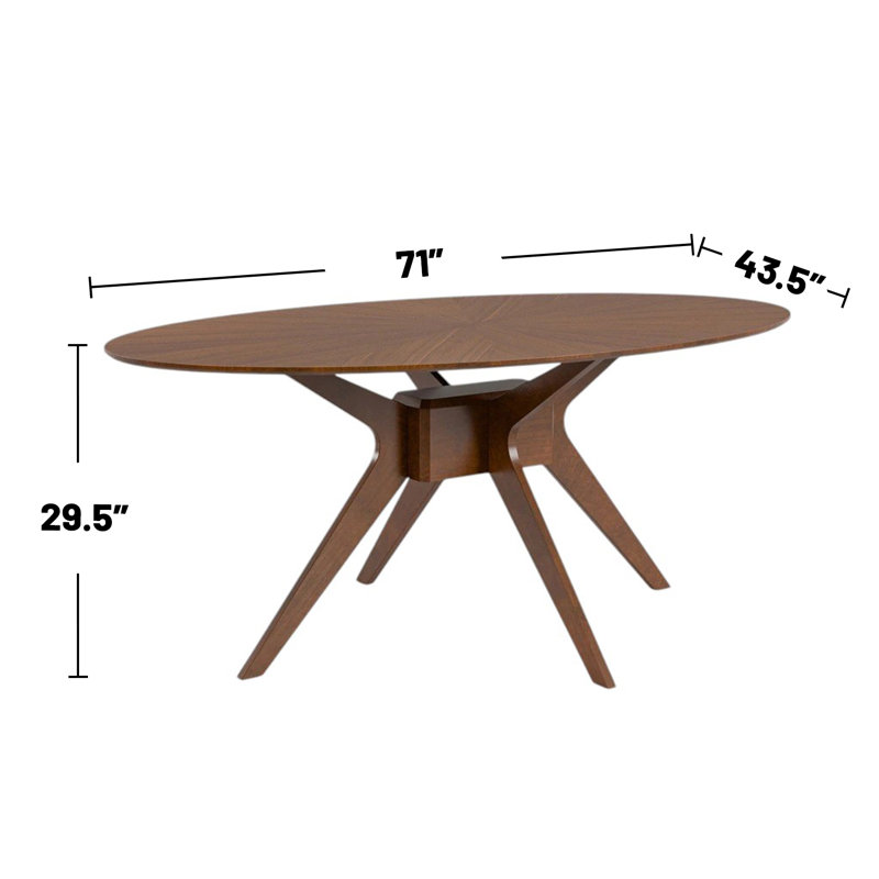 Table de salle à manger ovale en bois au fini noyer