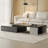 Modern Extendable Coffee Table With Hidden Drawers & Open Shelves, Contemporary Two-Tone Design