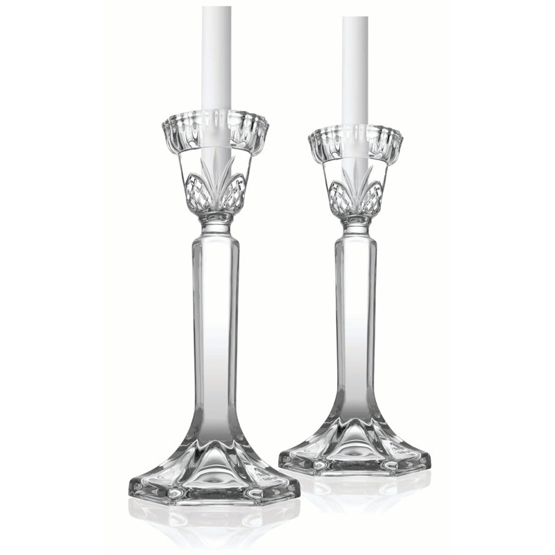 Handmade Clear Glass Taper Candlestick Set