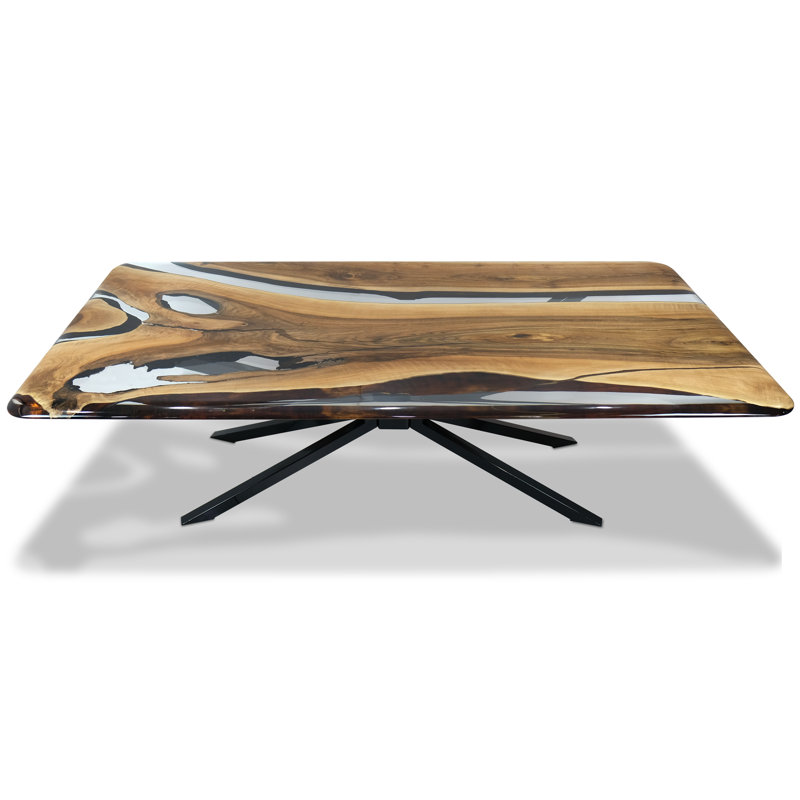 Parthenope Walnut Wood Dining Table, 48" W x 108.3" L 