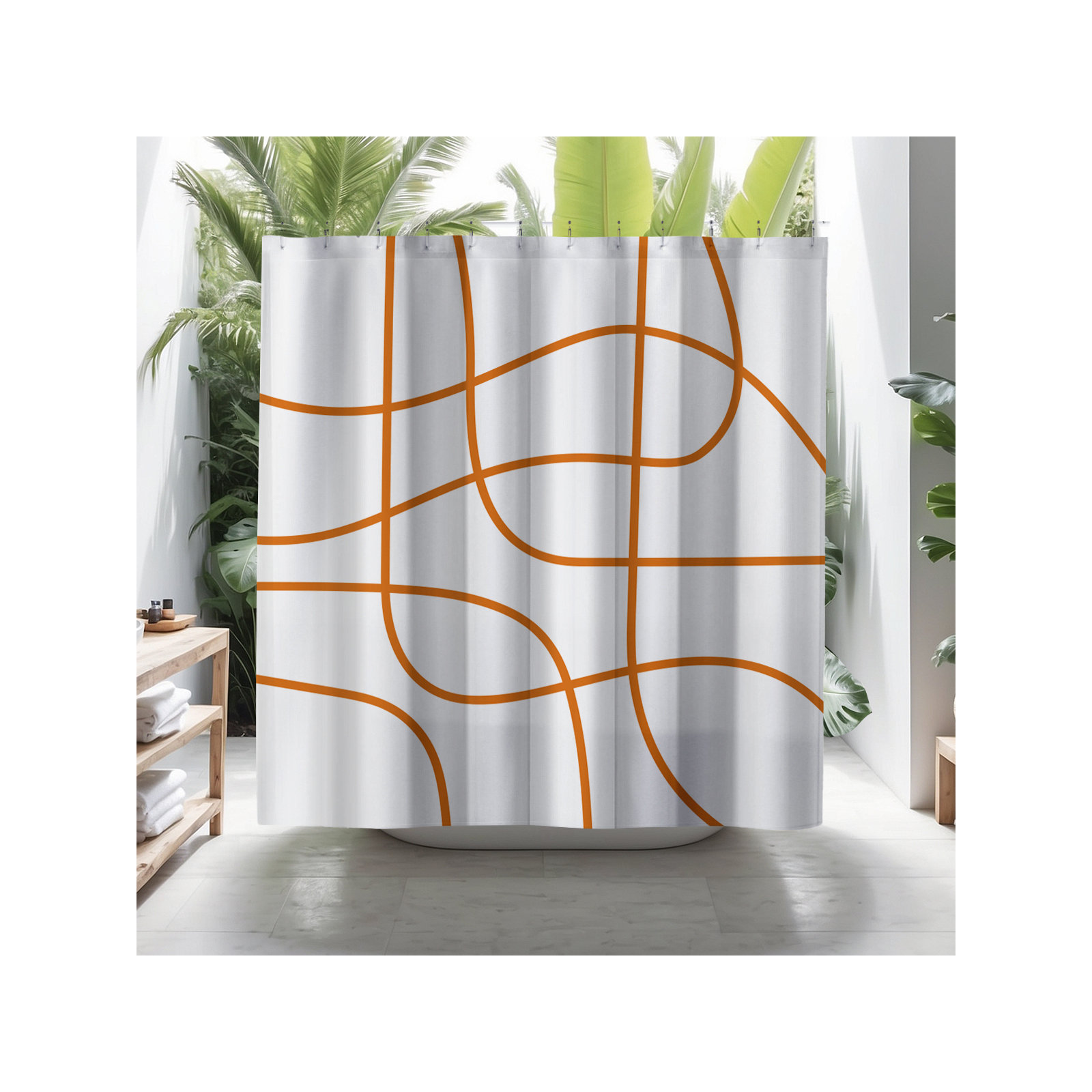 Coco Polyester Shower Curtain, Orange
