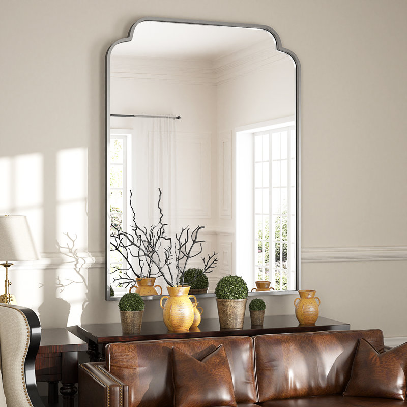 Miroir mural symétrique en alliage d'aluminium pour la salle de bain et la décoration intérieure, Argent argent