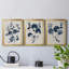 Bleu marine et feuilles de lin II - ensemble de 3 peintures sur toile encadrées-1815478754-1815478783