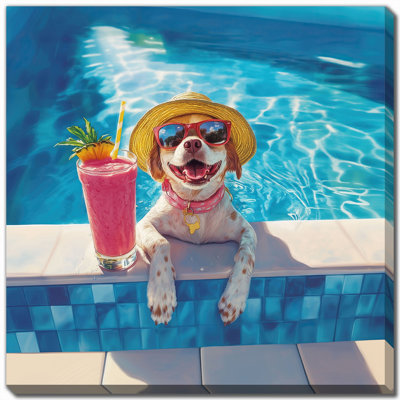Pool Pawty I Canvas Wall Art