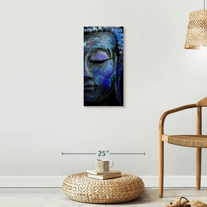 «Blue Meditating Buddha», reproduction sur toile, H 24 po x l 12 po x P 1,25 po