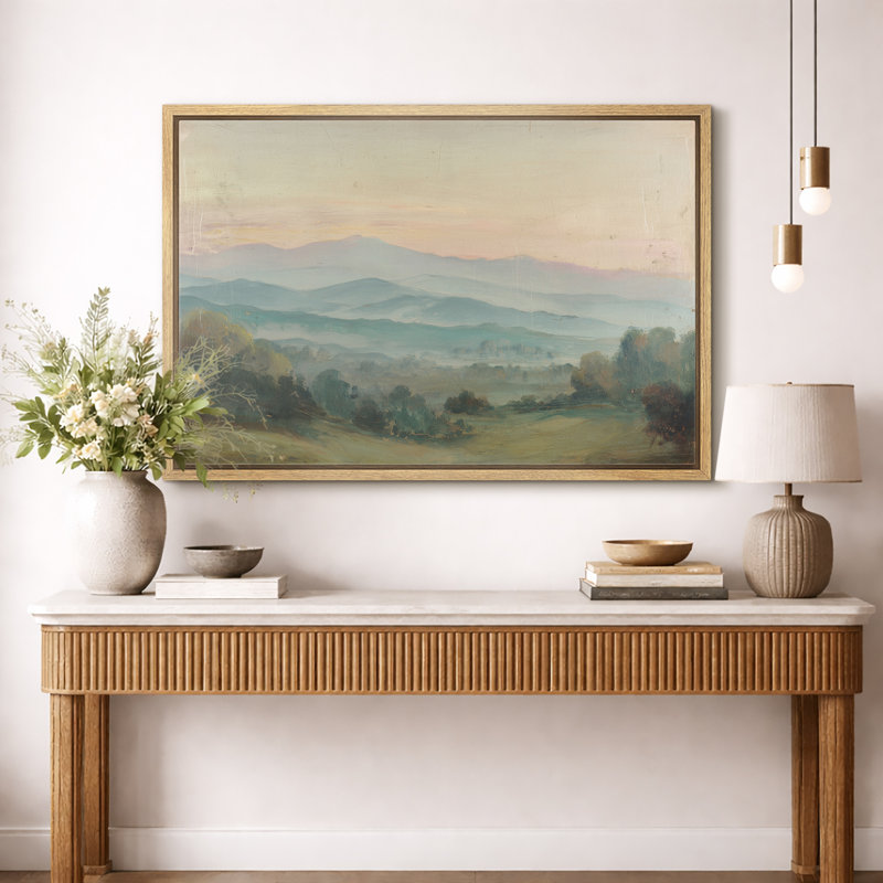 «Pastel Mountain Landscape», chambre à coucher, impression sur toile encadrée, impression sur toile, Cadre naturel