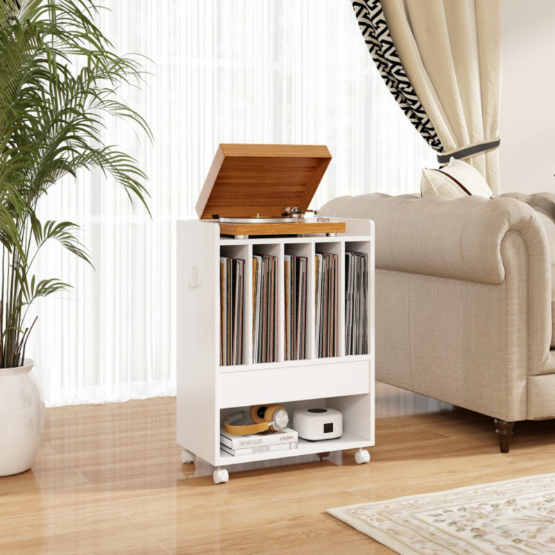Platine tourne-disque avec tiroir, Blanc