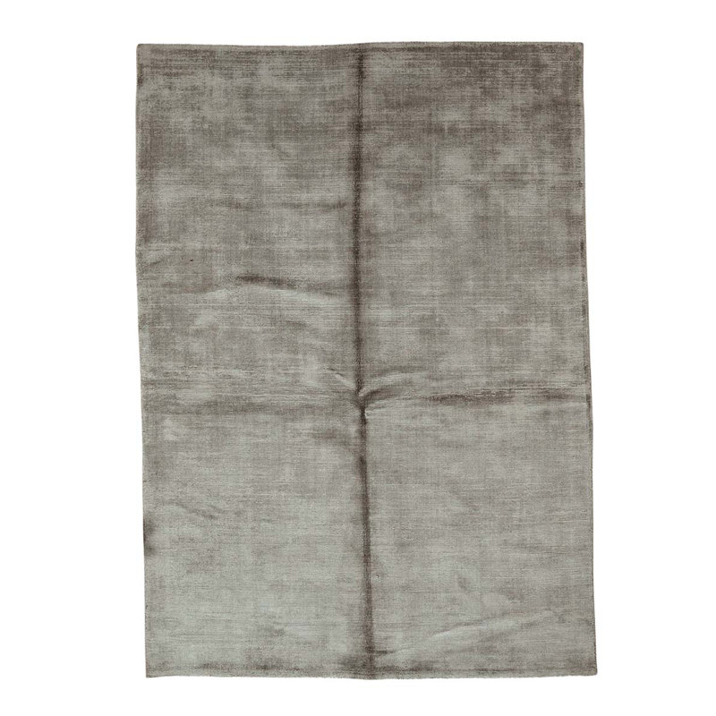 Tapis gris en laine noué à la main de conception unique 4 pi 1 po x 5 pi 11 po