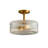 Traditional Striped Glass Flush Mount - 12in, 2-Light, Antique Brass-1920729615-1920729614