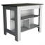 Îlot de cuisine, table de cuisine H 35 po, quatre pieds, trois tablettes de rangement ouvertes