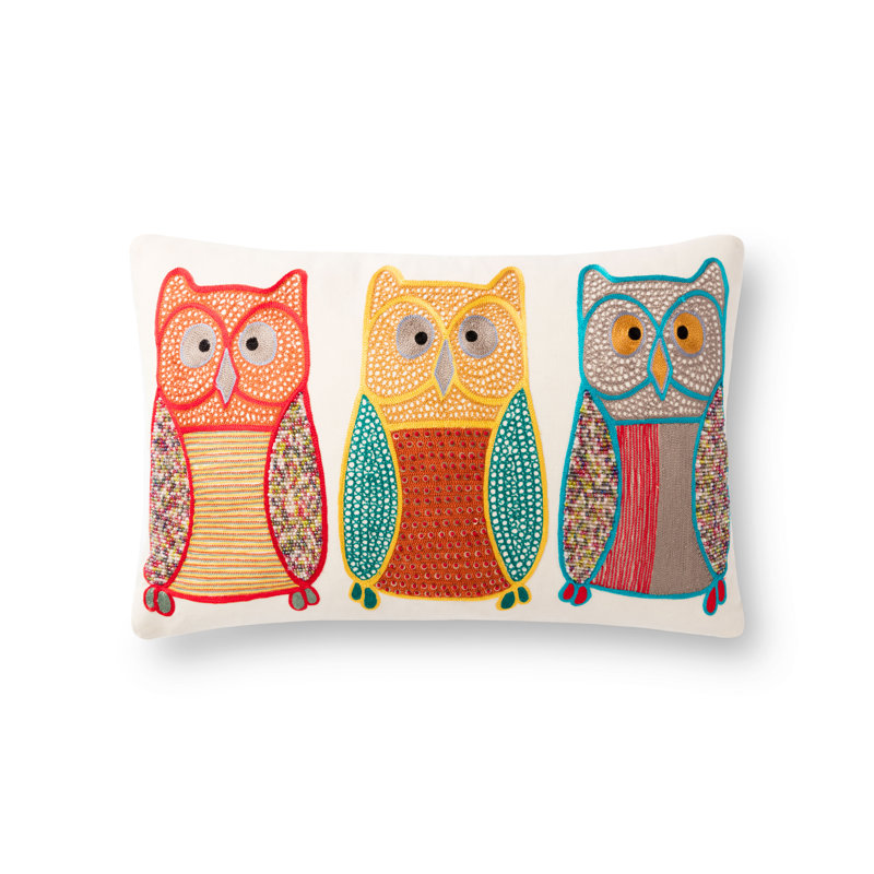 Natural Multicolor Embroidered Cotton Decorative Owl Set