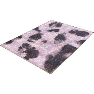 Tapis unique en laine noué à la main des années 1990 de 6 pi 4 po x 8 pi 8 po rose / gris foncé