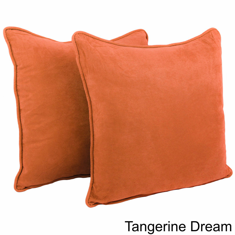 Jacquard Square Microsuede Pillow Cover & Insert, Tangerine Dream