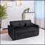 Canapé-lit, canapé-lit en velours 3 en 1 avec accoudoirs, poches de rangement et 2 coussins, dossier réglable, canapé-lit pour le salon, chambre à coucher (noir)