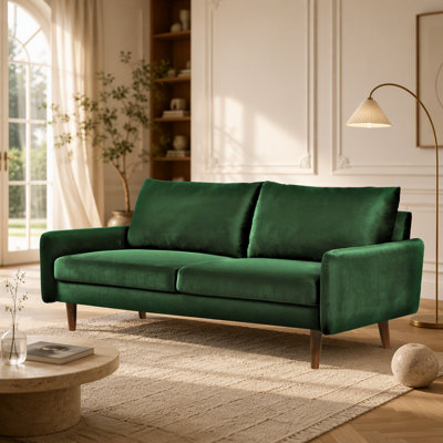 Modern Velvet Sofa with Tapered Wooden Legs