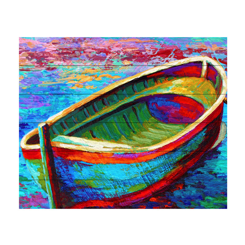 " Boat 9 " by Marion Rose, 18" H x 22" W x 0.5" D, Wood Slat