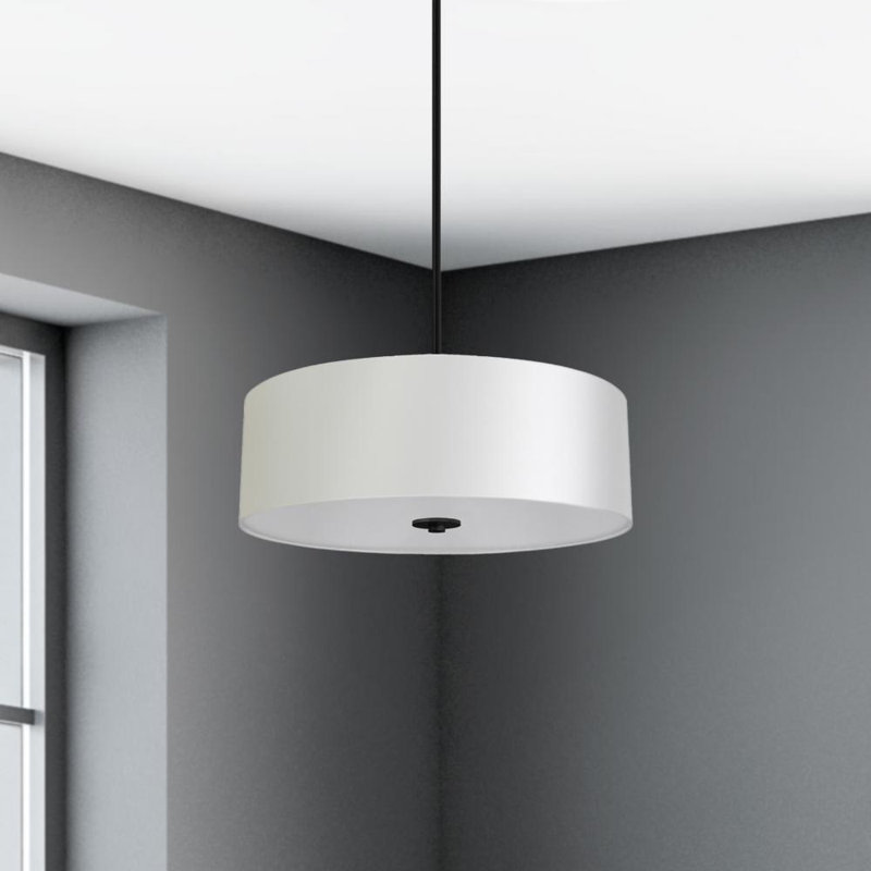 Lustre tambour 4 lumières pour îlot de cuisine Aimiejit, Blanc immaculé, Noir
