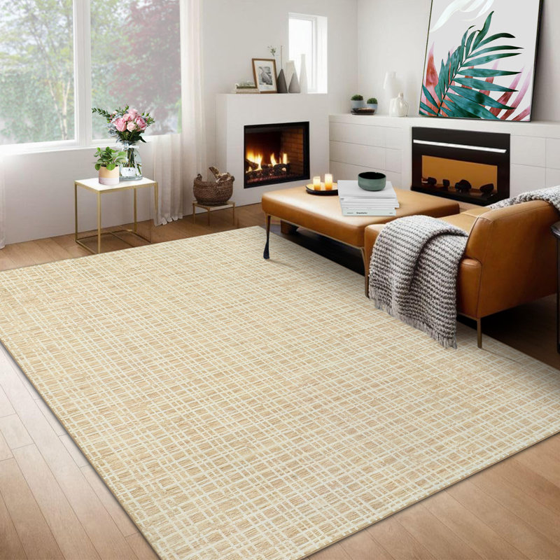 Tapis doux d'intérieur à poils courts lavable à motif géométrique moderne pour la décoration intérieure