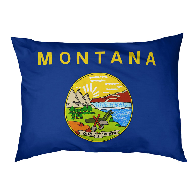 Coussin stylisé montana flag Burien, L 19,5 po x l 29,5 po, Noir