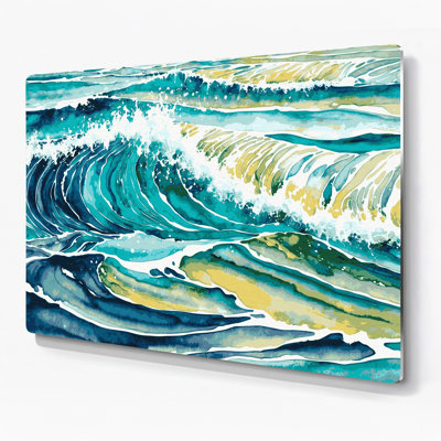 Coastal Tropical Waters Beige Metal Wall Art