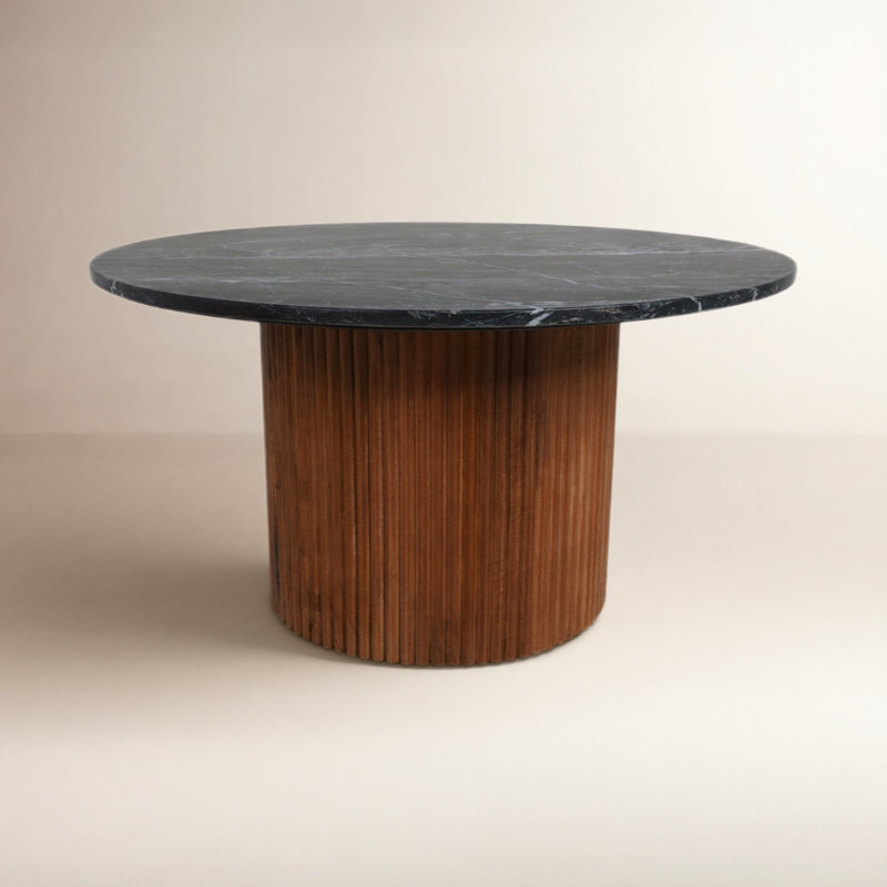 Neale Marble Top Coffee Table, Black Top/Brown Base