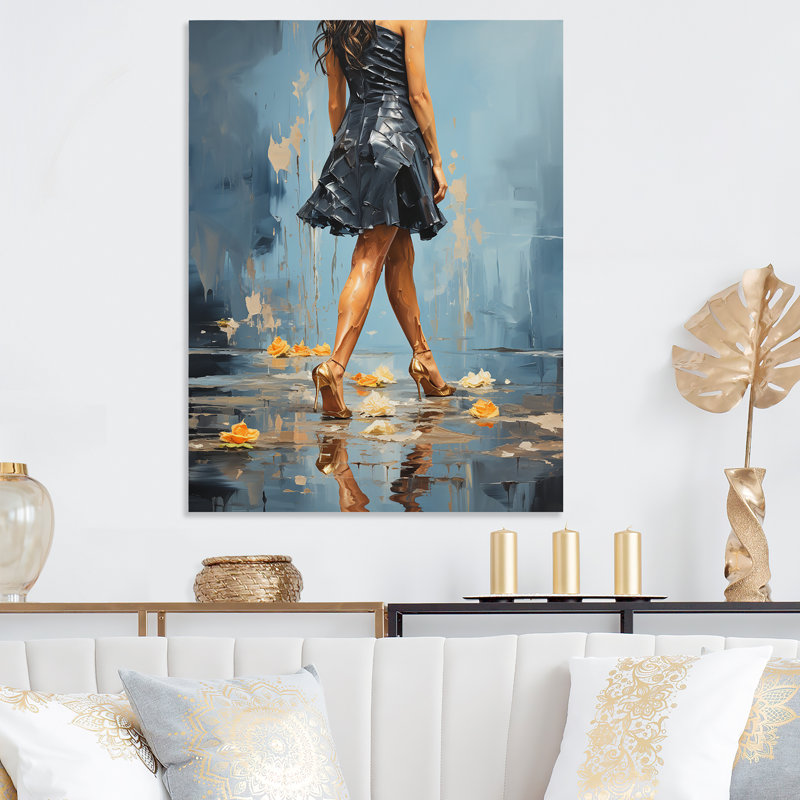 Glamour Gait, peinture de femme I, H 32 po x l 24 po