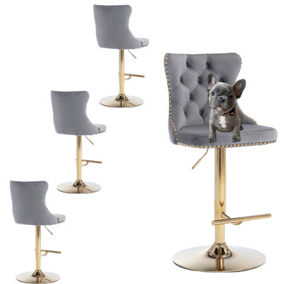 Swivel Upholstered Velvet Adjustable Height Counter Stool