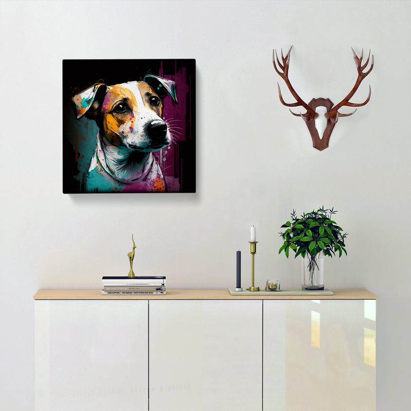 Jack Russell Graffiti Art - Wrapped Canvas, 35cm H x 35cm W x 3cm D