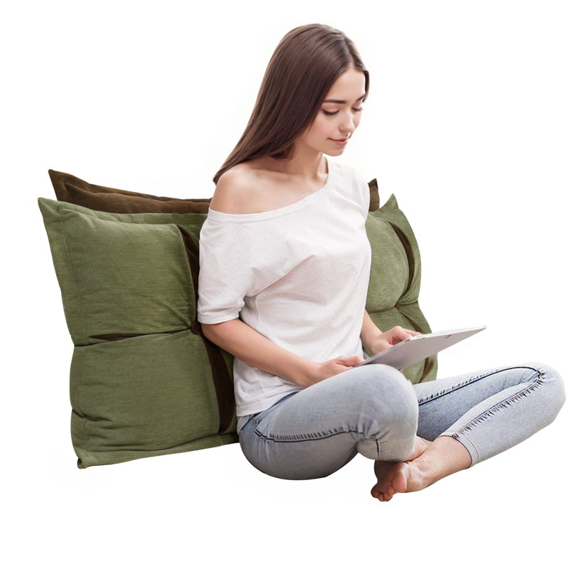 Coussin de lecture de tête de lit à deux épaisseurs Sit-up Back Comfort, Vert, Lit simple
