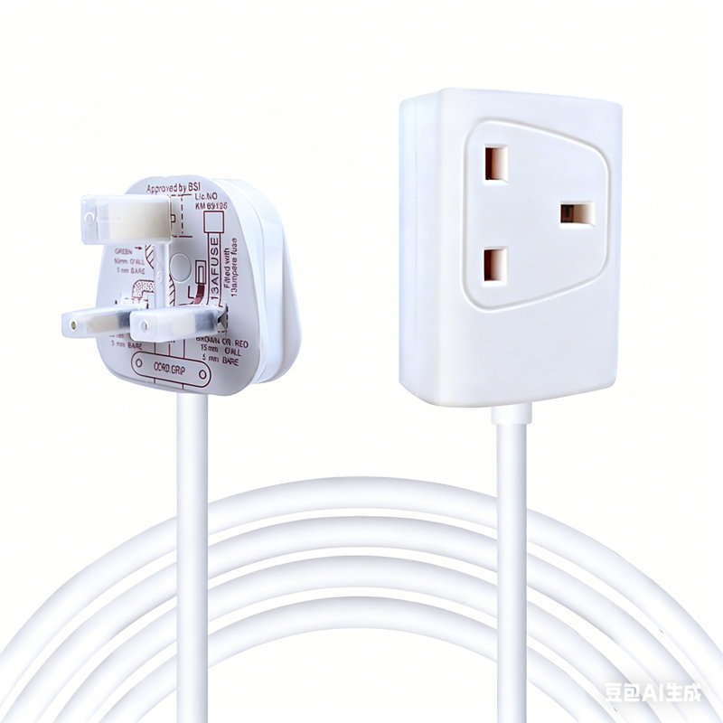 1 Gang Single Socket Extension Lead 13A UK 3Pin Plug - 10 Metre Cable, 3cm H x 27cm W x 9.5cm D, White