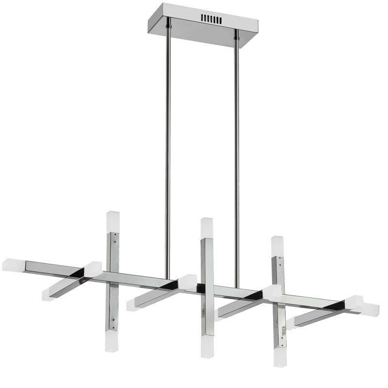 Lustre linéaire moderne à DEL 16 lumières à intensité variable Binnie, Chrome poli
